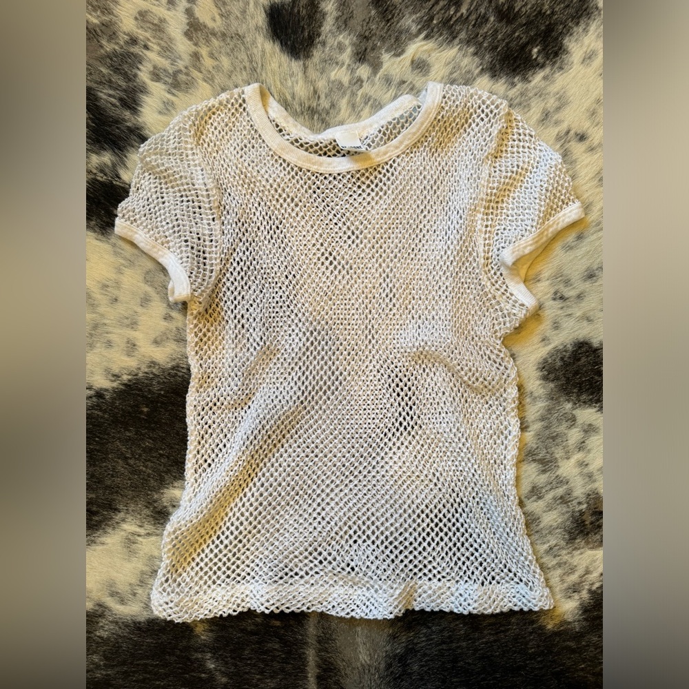 Re/done knit mesh tee shirt in white